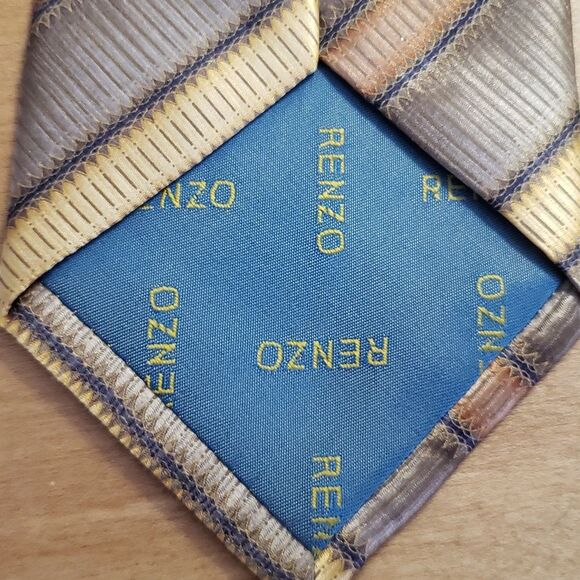 Renzo Tie Handmade 100% Silk Striped Extra Long - Picture 4 of 4